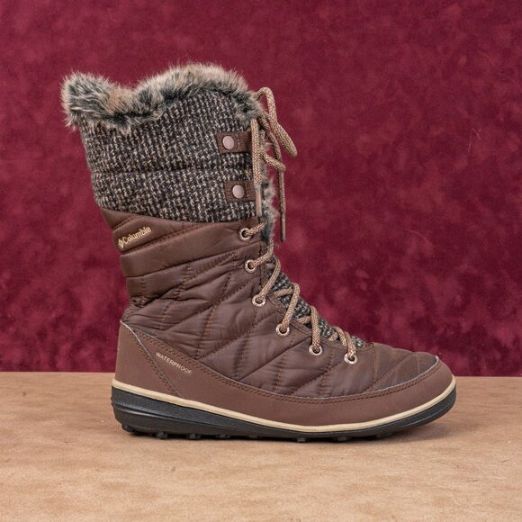 Columbia Women Heavenly Omni heat Fabric Brown Waterproof Winter Boots sz 8 - Picture 4 of 8